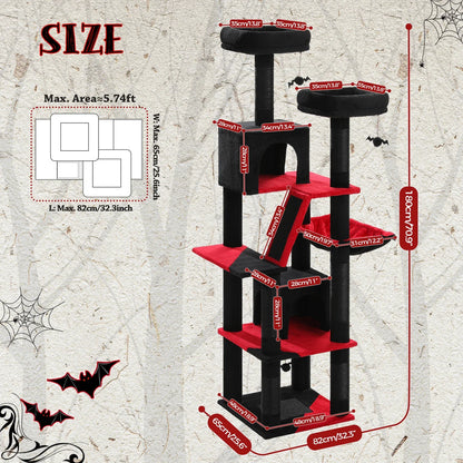 Large Cat Tree Tower – Multi-Level Plush Indoor Cat Condo with Scratching Posts, Boards, Perches & Caves