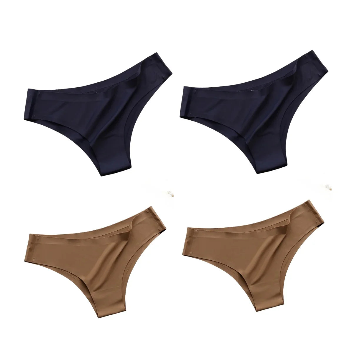 4PCS Seamless Ice Silk Panties Set for Women – Low Waist G-String, Soft Ultra-Thin Sexy Underwear Briefs