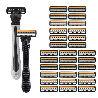 Premium 3-Layer Stainless Steel Safety Razor – Replaceable Blades for Smooth Shaving Men & Women