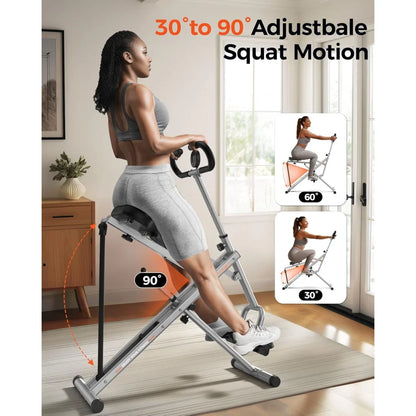 Pink Foldable Squat & Rodeo Core Exercise Machine – Home Fitness Equipment with 4 Adjustable Resistance Bands, 330lbs Capacity
