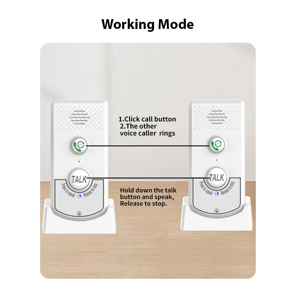 2-Pack H8-2T Wireless Intercoms — Long-Distance Portable Home Voice Intercom for Elderly Communication