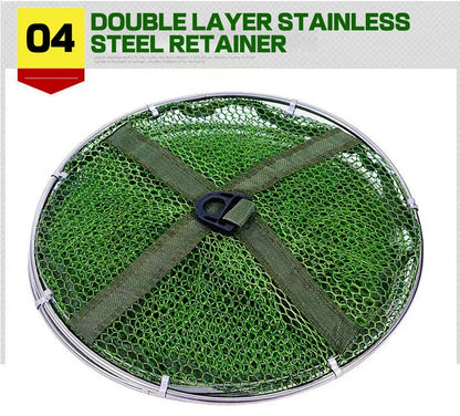 Folding Fishing Net 1.7m-3m – Large Shrimp, Carp & Crab Trap Creel for Surfcasting Accessories