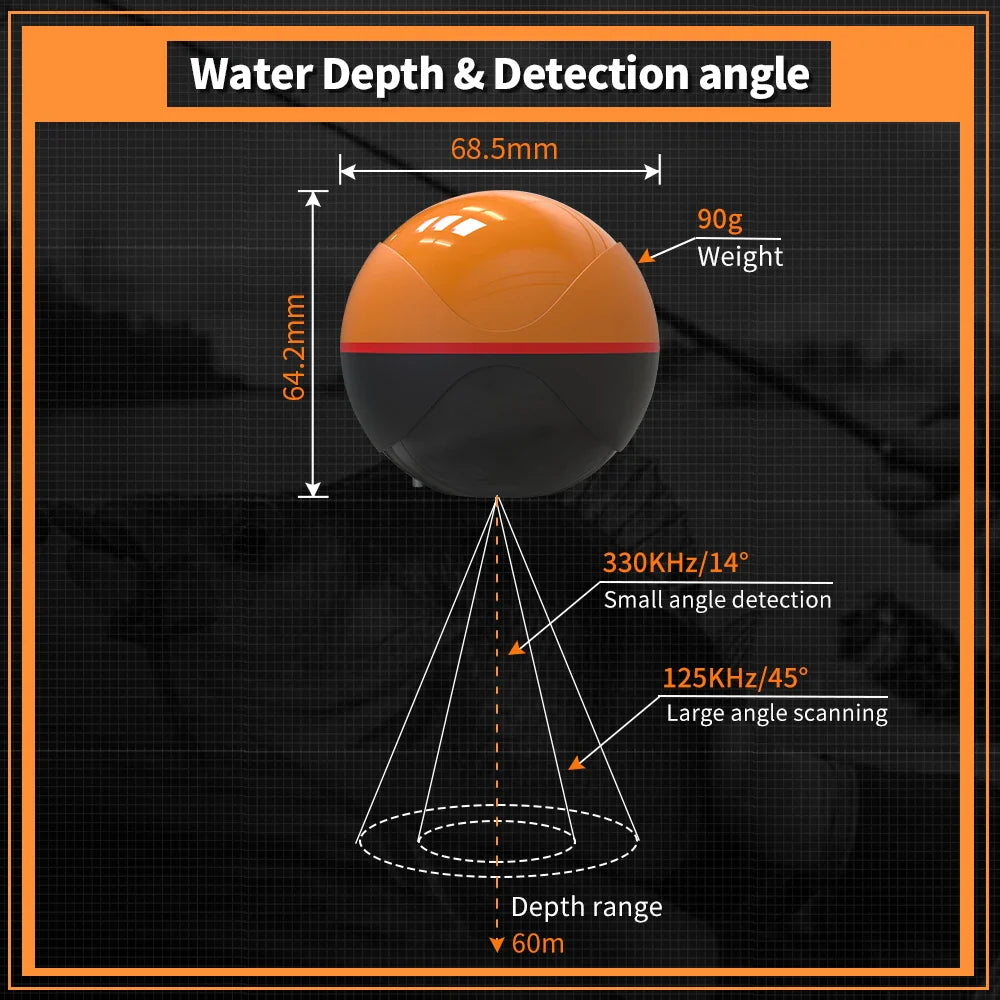 Erchang F68 WIFI Fish Finder – 100M Wireless Echo Sounder for Lake & Sea Fishing, Compatible with iOS & Android