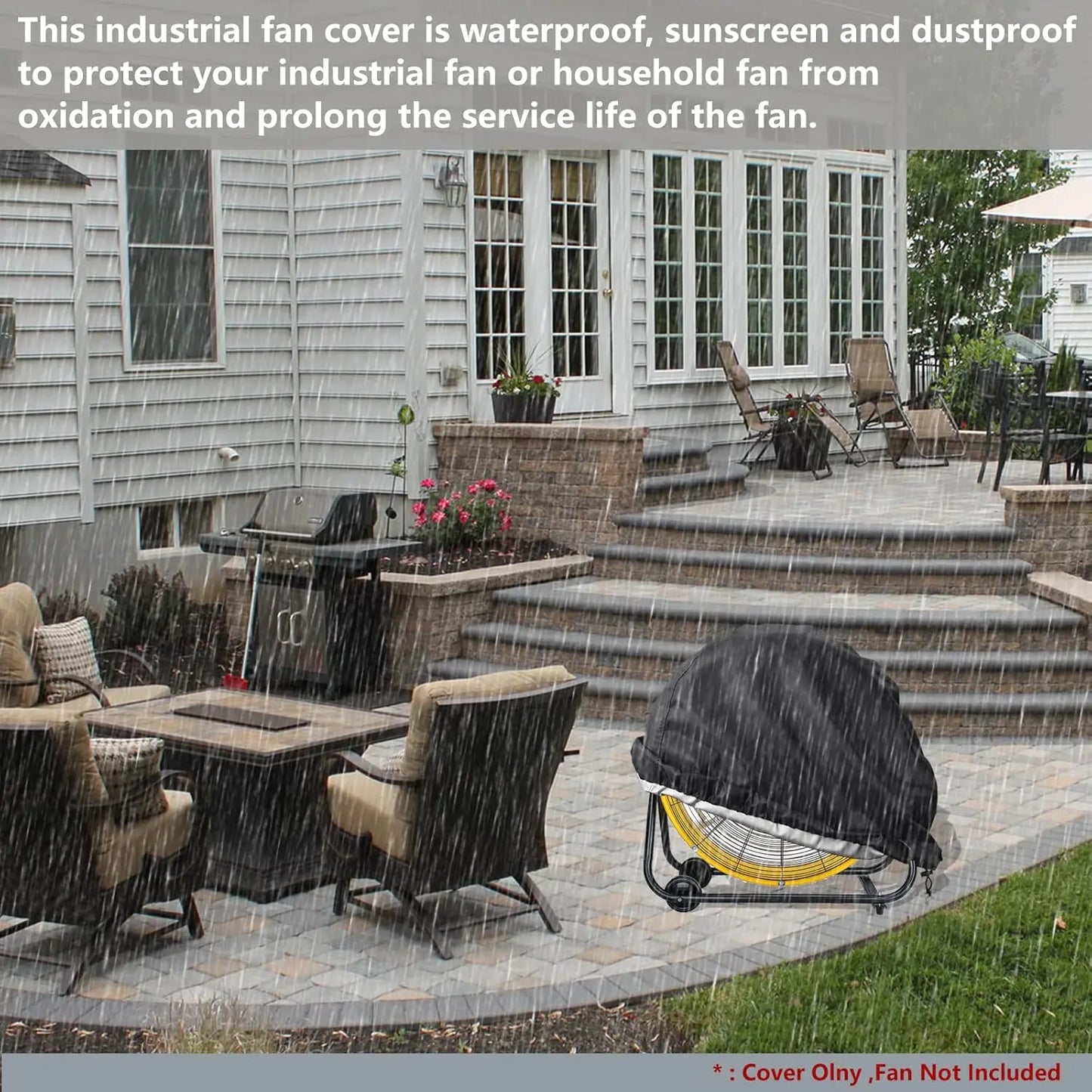 Heavy Duty Industrial Drum Fan Cover for 18-20 Inch & 24 Inch High Velocity Floor Fans – Dustproof Outdoor Protective Cover