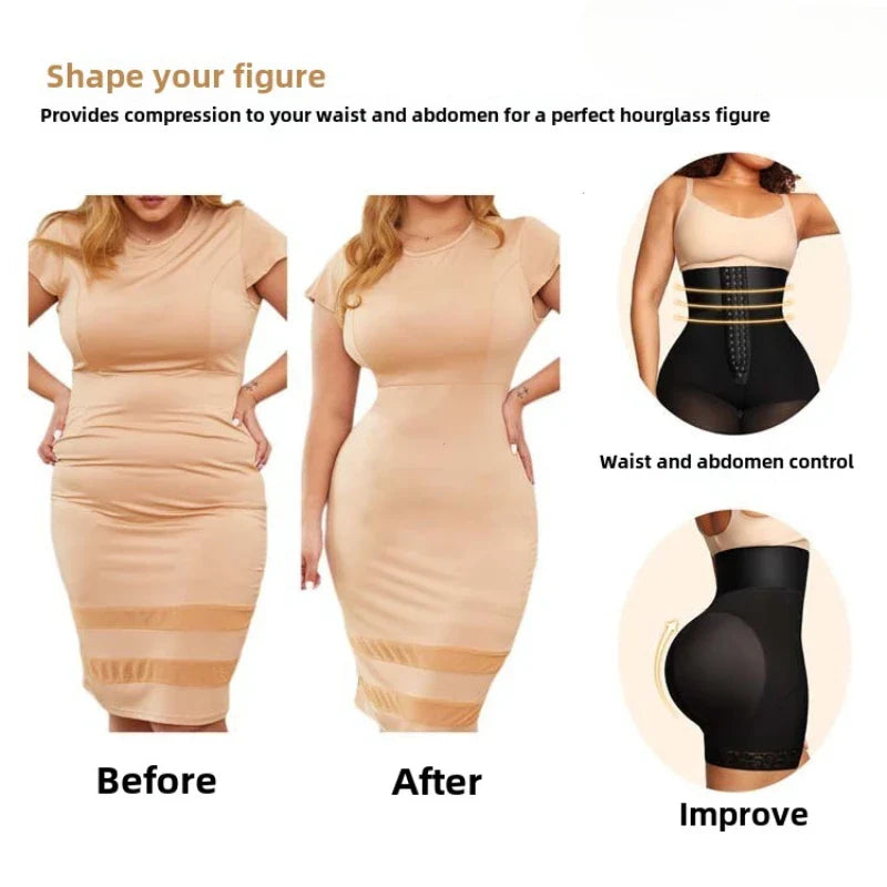 Women’s High Waist Body Shaper Panties — Butt Lifter Slimming Shapewear BBL Shorts with Tummy Control