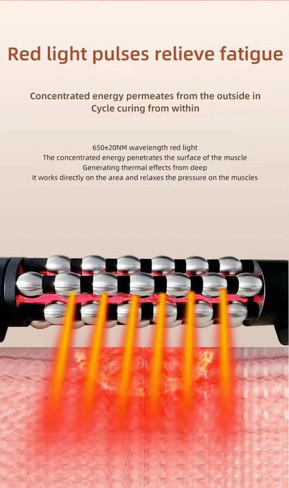 36W Red Light Heated Massage Roll Massager - 360° Rotating Inner Ball for Full Body & Anti-Cellulite