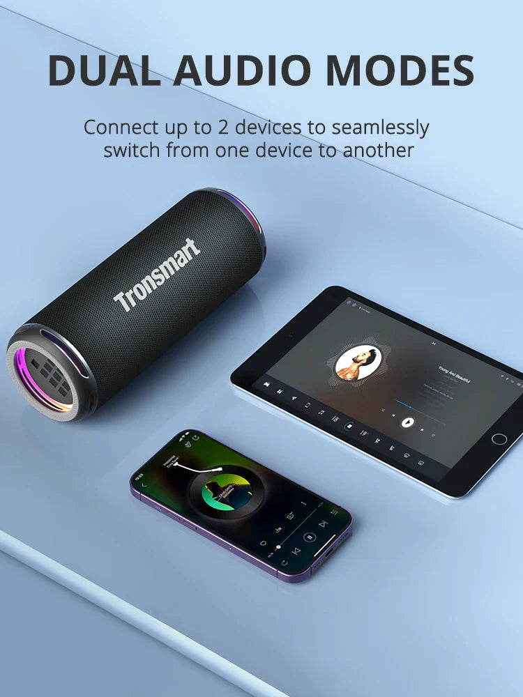 Tronsmart T7 Lite Bluetooth Speaker – Enhanced Bass, 24H Playtime, APP Control, IPX7 Waterproof Portable Speaker for Camping