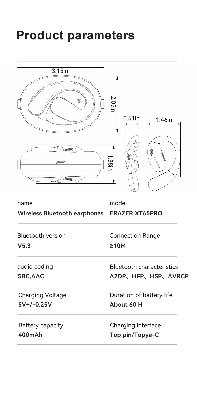 ERAZER XF31 AI Translator Earphones - Bluetooth Translation Earbuds, Sleep ASMR Headset, DIY APP, Wireless Open-Back Headphones