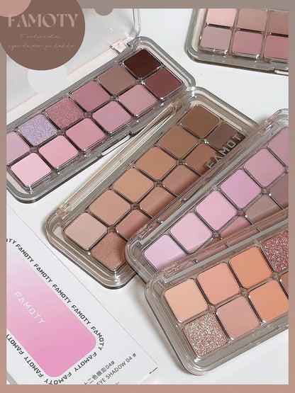 12-Color Matte Eyeshadow Palette – Low Saturation Tea & Apricot Shades, Long-Lasting Daily Eye Makeup