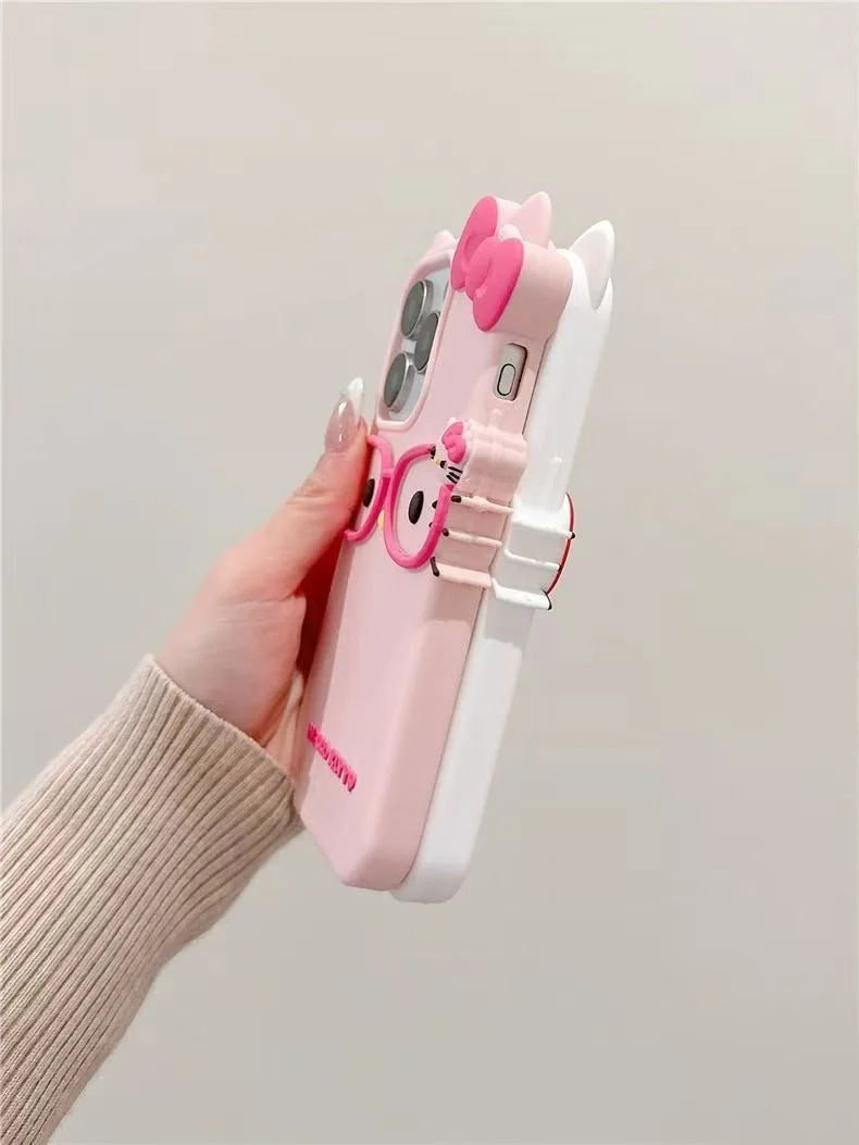 3D Glasses Cat Silicone iPhone Case — Cute Shockproof Phone Cover (Fits iPhone 4/4S/5/5S/SE/7/8/11–17 Pro Max)