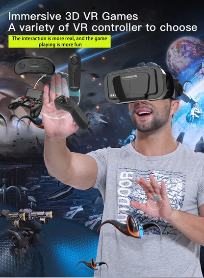 Shinecon 3D VR Headset – Virtual Reality Glasses with Helmet Lenses for Smartphones