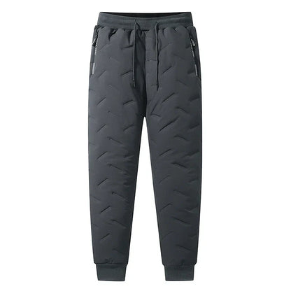 Men’s Winter Down Cotton Pants — Waterproof Thickened Wool Jogger with Zipper Pockets, Warm Outdoor Ski Pants, 7XL