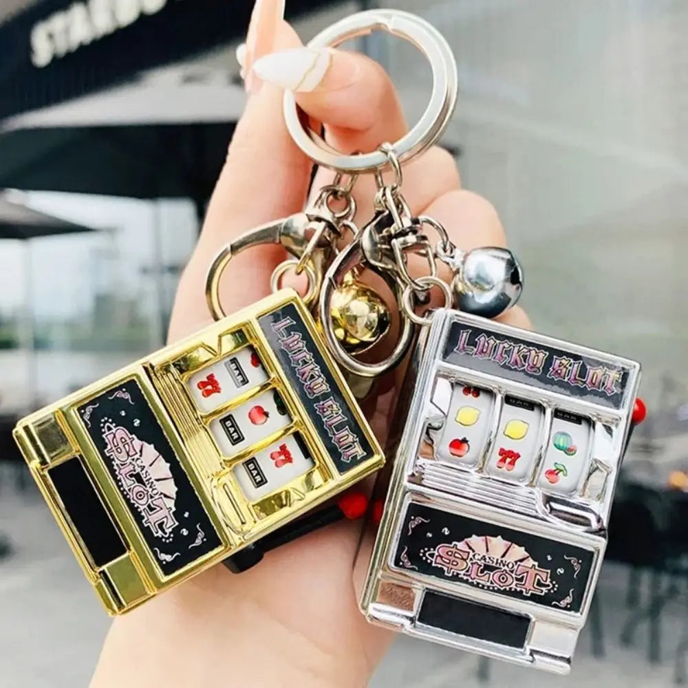 Fruit Slot Machine Keychain – Lucky Charm Mini Casino Pendant Bag Charm, Novelty Gift for Kids & Adults