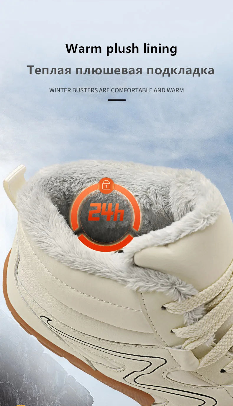 Men's Winter Boots – Snow Barefoot Outdoor Non-Slip Warm Fur Ankle Boots, Lightweight Hiking Sneakers in Plus Sizes