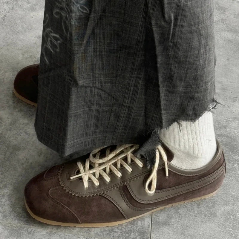 Real Leather German Training Shoes for Women — 2025 Retro Fashion Four Seasons Running & Casual Forrest Gump Style Sneakers