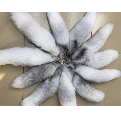 Natural Fox Fur Tail Keychain – 40cm Furry Racoon Bag Charm & Fluffy Keyring Accessory for Women