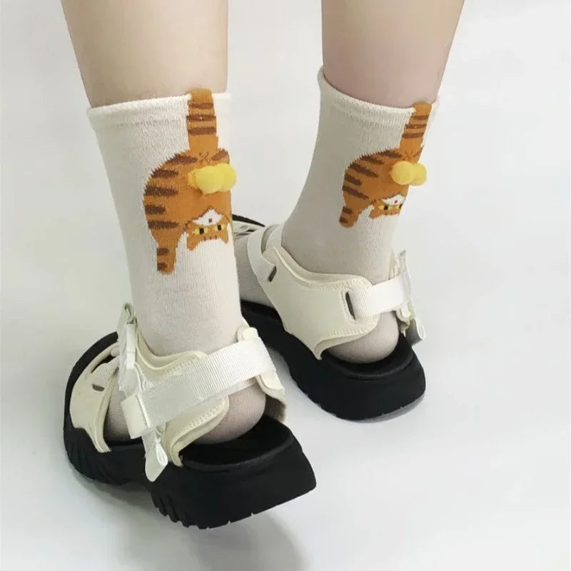 Couple 3D Cat Egg Socks – Funny Mid-Tube Winter Socks for Lovers, Cozy Halloween & Christmas Gift