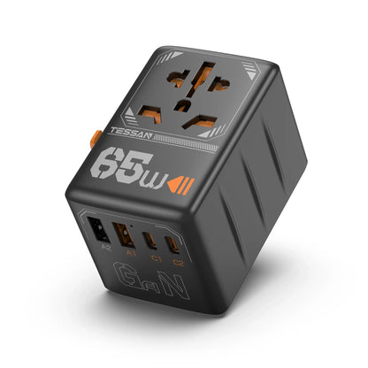 TESSAN 65W GaN International Travel Adapter – USB Type-C Universal Power Adapter with EU/UK/USA/AUS Plugs