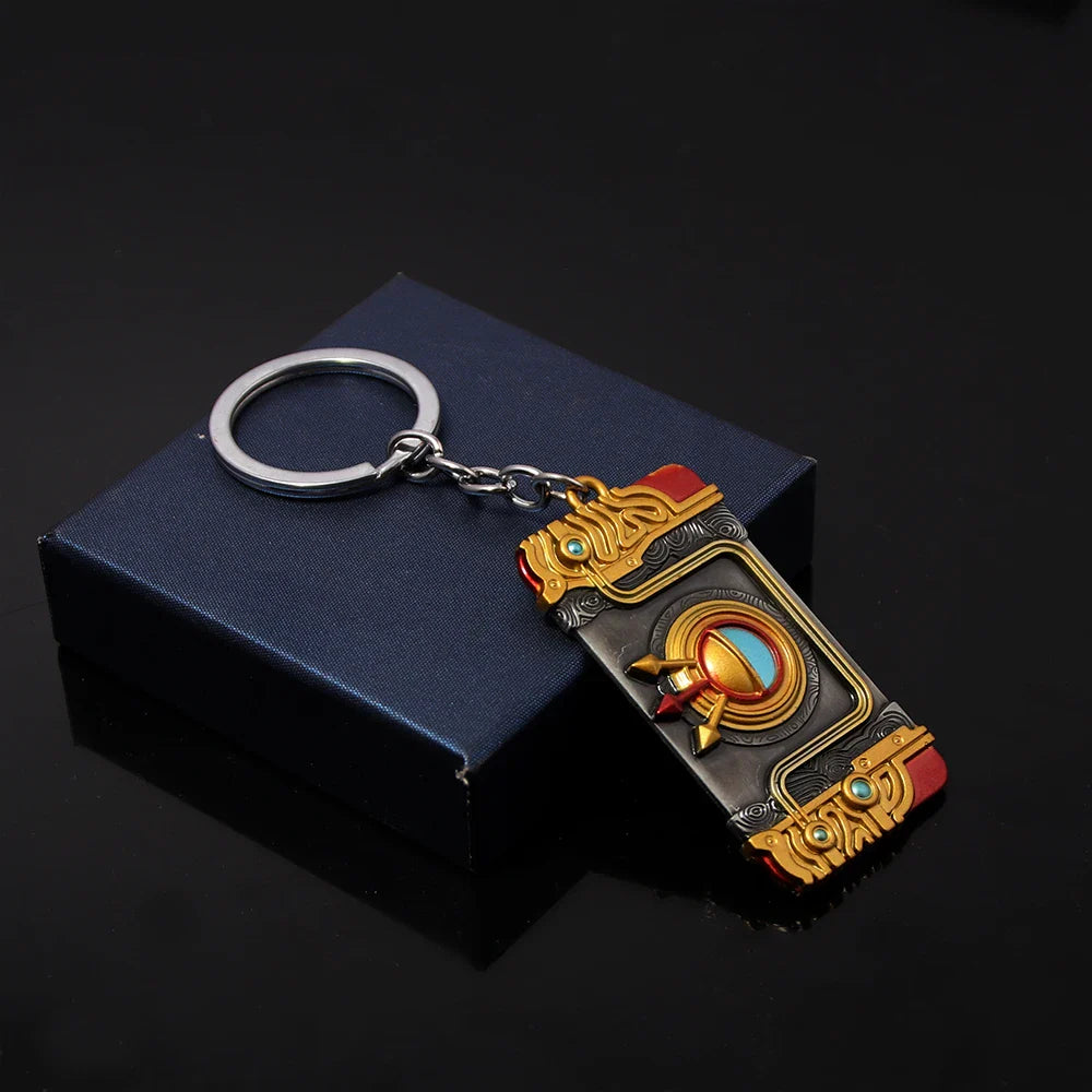 Zelda Tears of the Kingdom Purah Pad Keychain – Master Sword & Hylian Shield Pendant for Fans