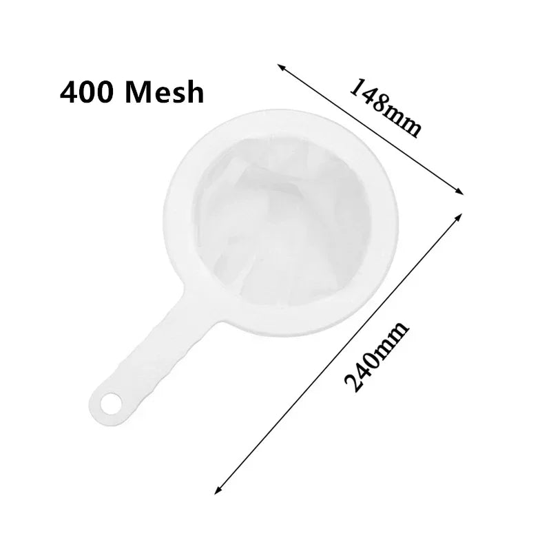 Fine Mesh Strainer Spoon – Nylon Coffee, Milk, Soy & Yogurt Filter, 100–400 Mesh Kitchen Sieve & Dining Gadget Tool
