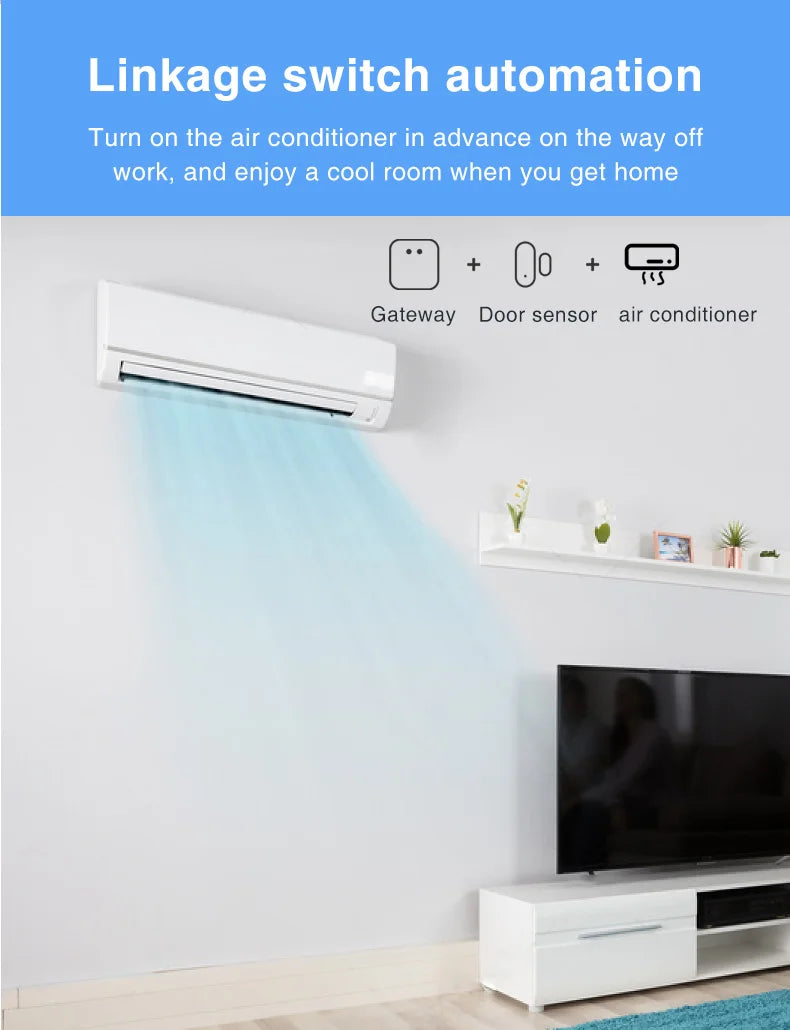 Tuya Smart Zigbee Door & Window Sensor – Black Open/Close Detector for Smart Home Security, Compatible with Smart Life App