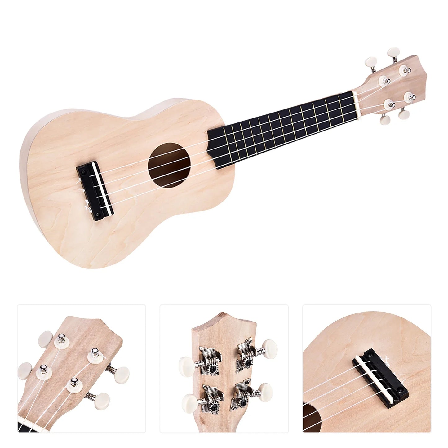21-Inch Basswood 4-String Ukulele DIY Kit - Build-Your-Own Musical Instrument Set