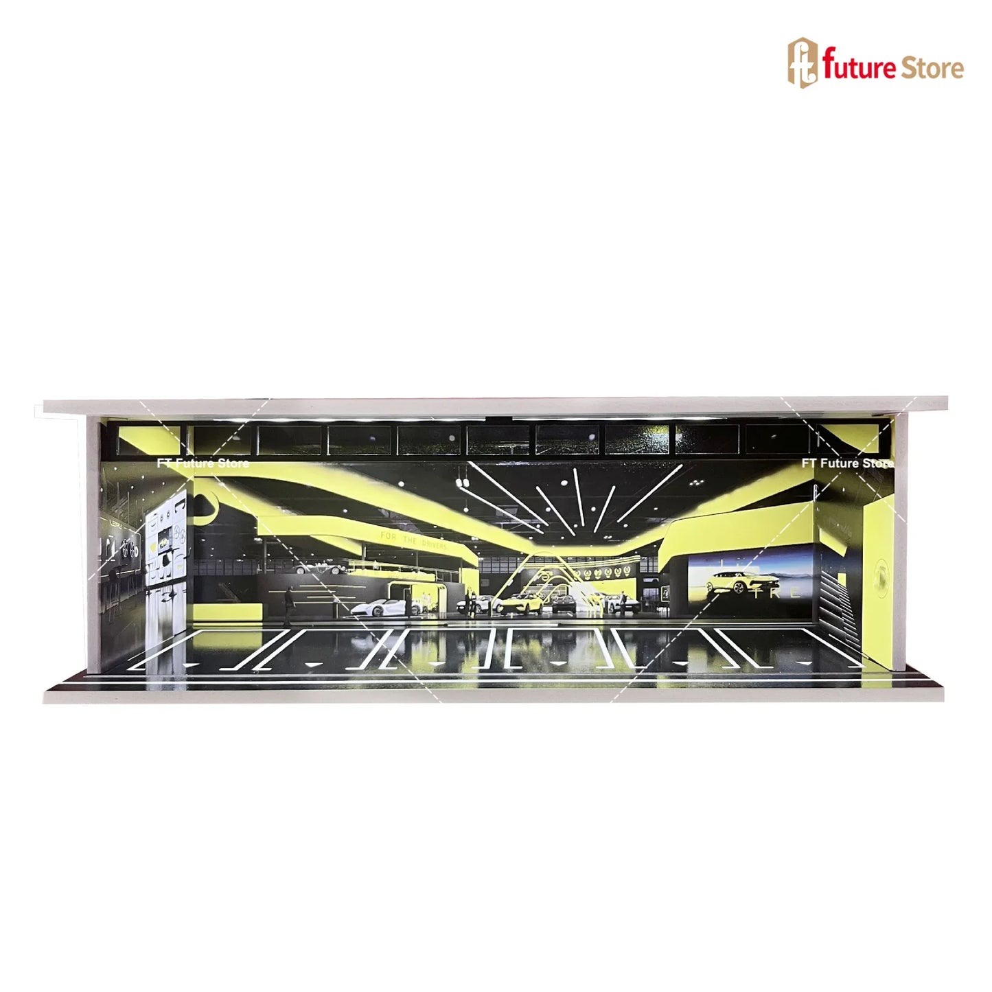 1:64 Scale Garage Scene Model with Lights – Assembled Parking Lot Diorama for Miniature Car Display