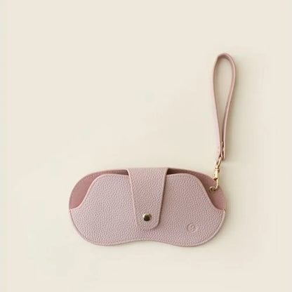 Hanging Neck Eyeglasses Storage Bag with Chain – Unisex Leather Sunglasses Case & Portable Key Holder Pendant