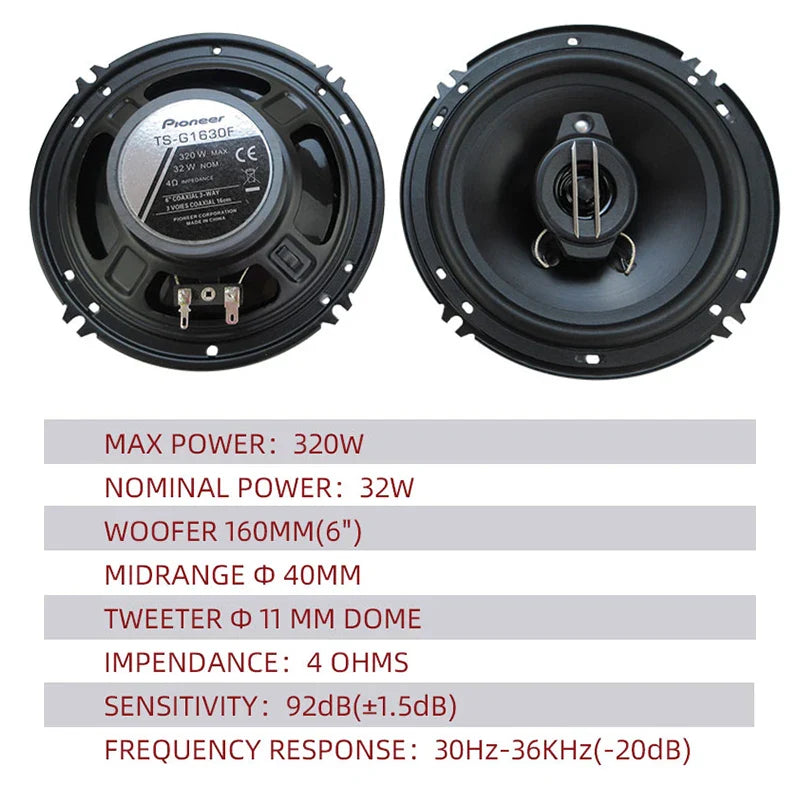 6 Inch 640W 3-Way Universal Car Coaxial Speakers - Full Range HiFi Auto Stereo with Non-Destructive Installation