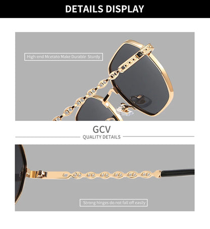 GCV Classic Retro Women's Rectangular Sunglasses — Metal Frame with Polaroid Lenses