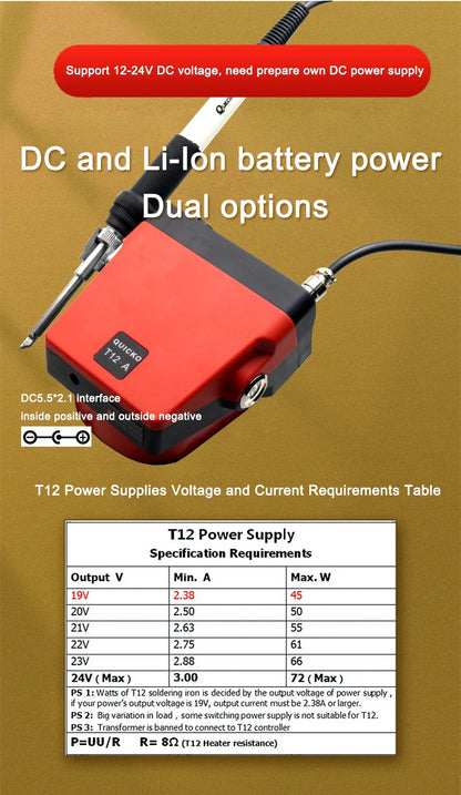 72W T12 Cordless Soldering Station – Compatible with Dewalt, Makita, Milwaukee, Worx 20V Max Li-ion Batteries, DIY Repair Tool