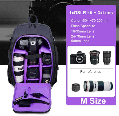 Large Waterproof Camera Backpack — DSLR & Video Tripod Bag with Rain Cover for Canon, Nikon, Sony, Pentax