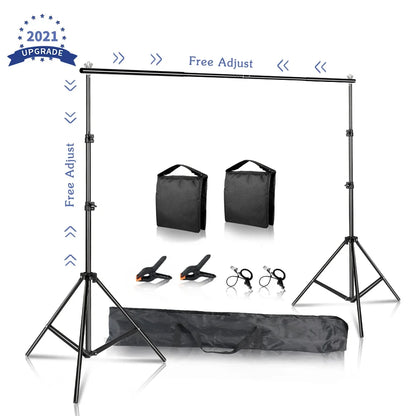 Photography Backdrop Stand Kit - Adjustable Photo Studio Background Support System with Carry Bag for Green Screen & Backdrops