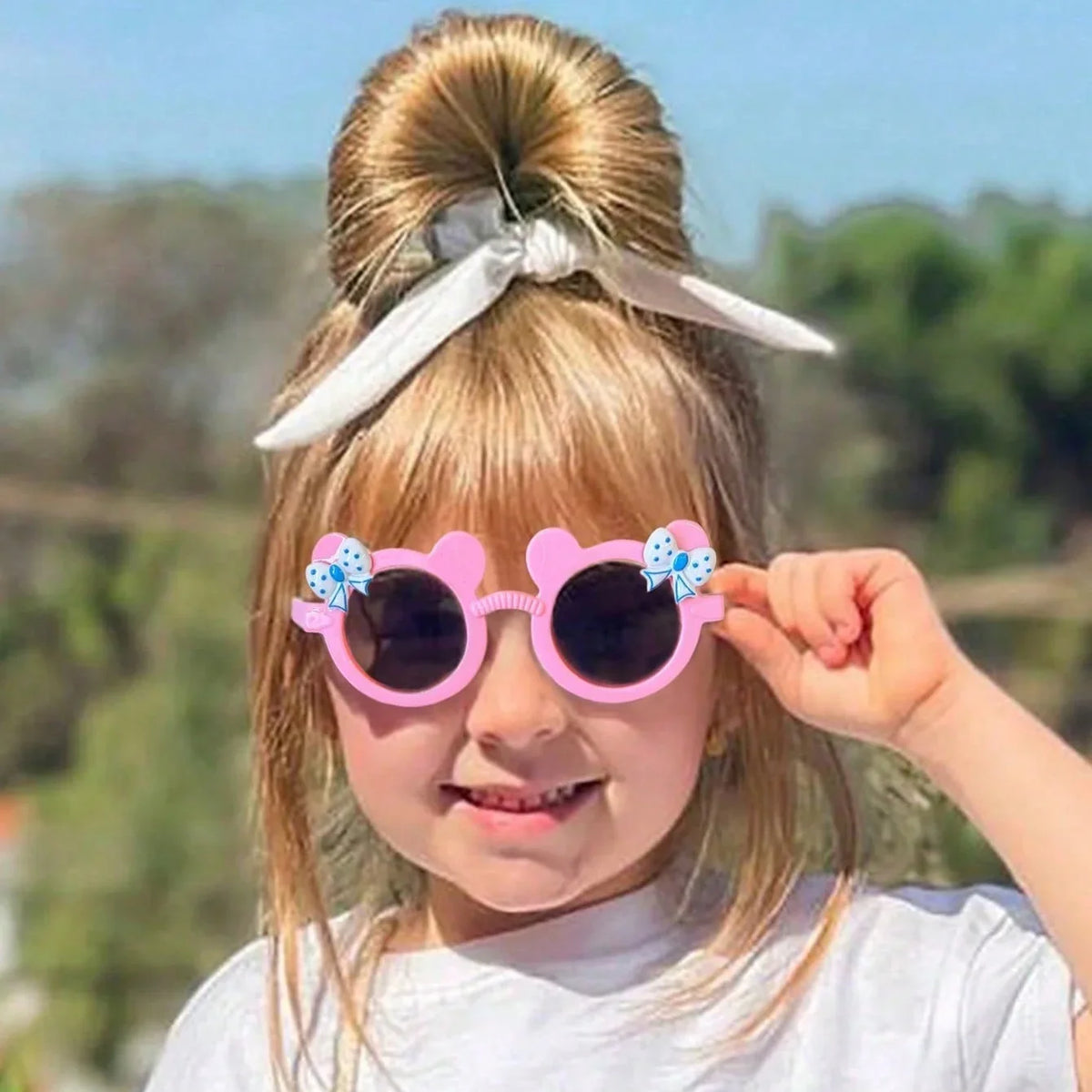 Kids' Bear Bowknot Glasses - Cute Fashion Eyewear for Boys & Girls, 2/3-Piece Set