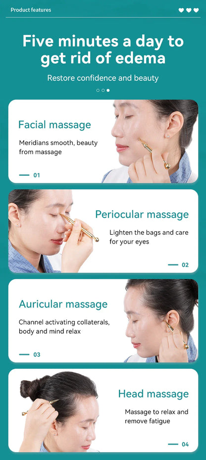 Copper Gua Sha Stick & Metal Massage Tools | Facial, Foot & Ear Point Probe for Beauty & Relaxation