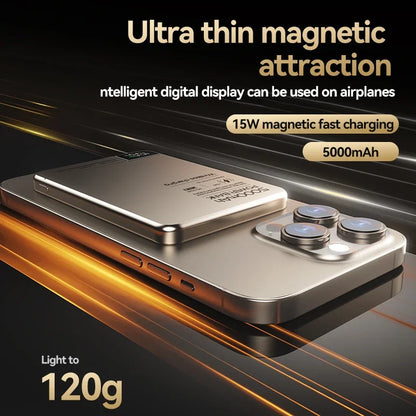 Xiaomi Ultra Slim 5000mAh Wireless Power Bank - MagSafe Fast Charging, High Capacity External Battery for iPhone 15/14/13/12