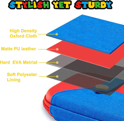 EVA Storage Case for Nintendo Switch/OLED, Portable Carrying Case with 10 Game Holders, Cute Mario Design