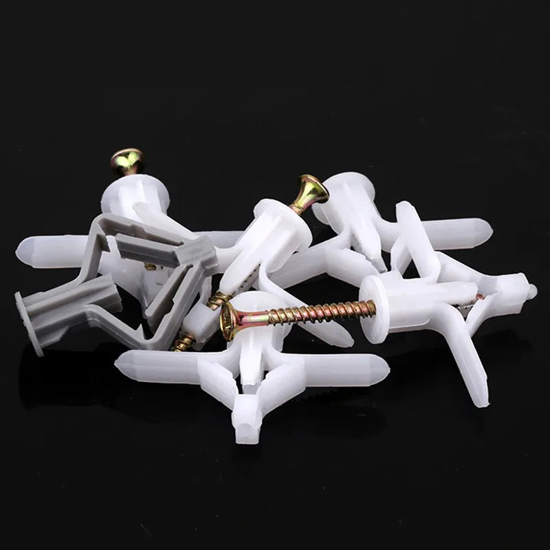 50/100Pcs Self-Drilling Drywall Anchor Kit with Screws – Nylon Expansion Anchors for Gypsum Board & Wall Mounting