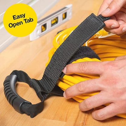Heavy-Duty Storage Strap with Hook and Loop - Cord Carrying Strap, Hanger, and Organizer with Handle for Pool Hoses, Garden Hoses, Cables
