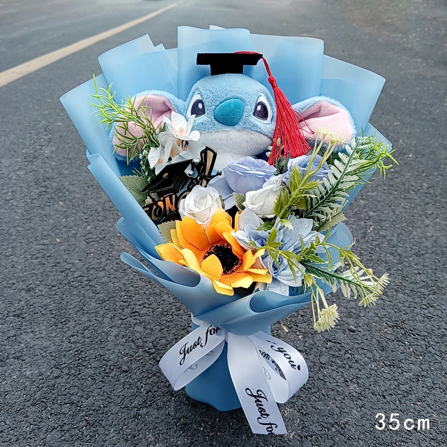Lilo & Stitch Bouquet PVC Anime Stuffed Doll – Rose & Sunflower Gift for Birthday, Valentine’s & Christmas Day