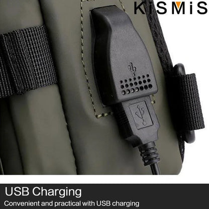 KISMIS Men's Multifunction Messenger Bag – Shoulder Cloth Crossbody Chest Bag with USB Charging for Casual Use