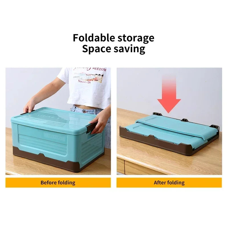 Folding Storage Box with Lid – Multifunction Plastic Organizer Container