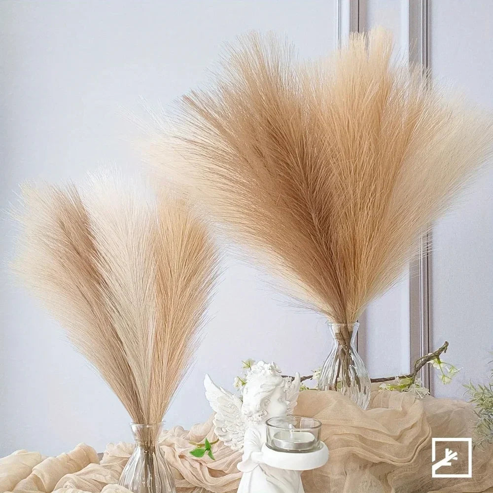 10PCS Artificial Pampas Grass – Fake Reed Flowers for DIY Floral Arrangements, Table Decor, Weddings & Home Christmas Decoration