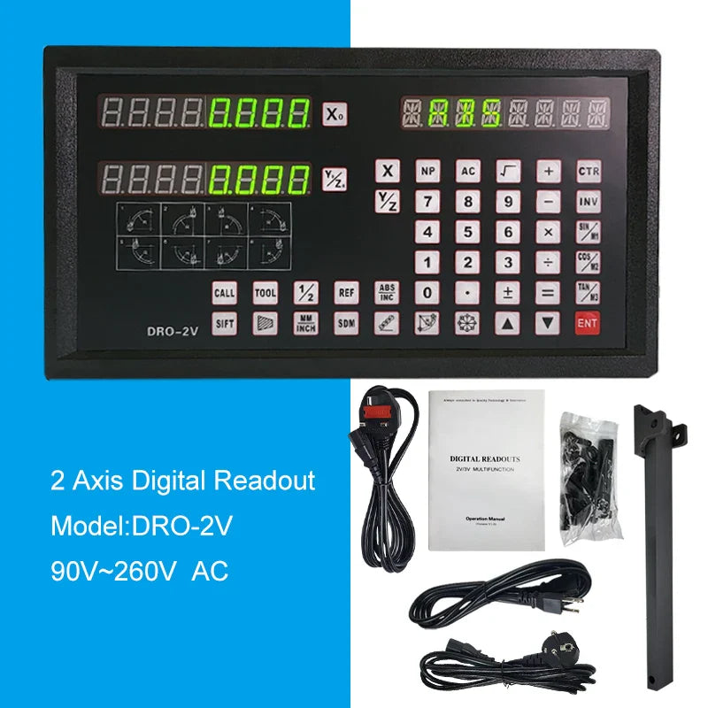 DRO-3V 2/3-Axis Digital Readout – Metal Casing Display for Milling & Lathe Machines, Linear Scale Encoder AC90-250V