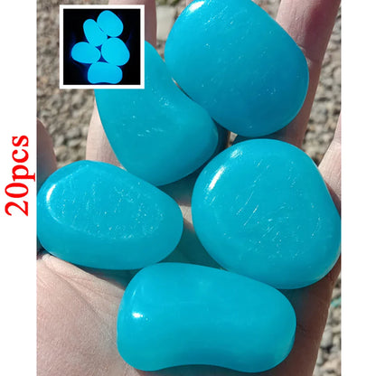 20pcs Glow-in-the-Dark Garden Pebbles – Lawn, Aquarium & Outdoor Decorative Stones