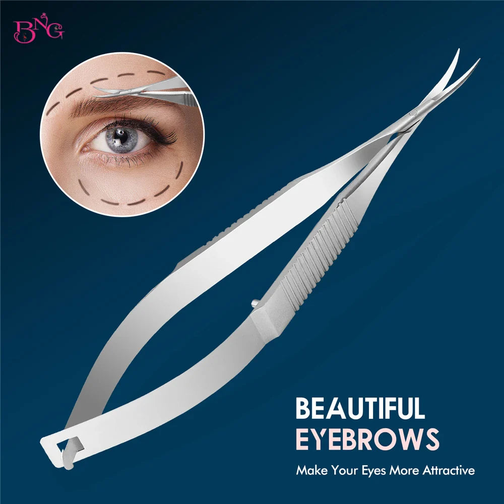 Stainless Steel Eyebrow Makeup Scissors – Curved & Straight Cuticle Trimmer Beauty Tool