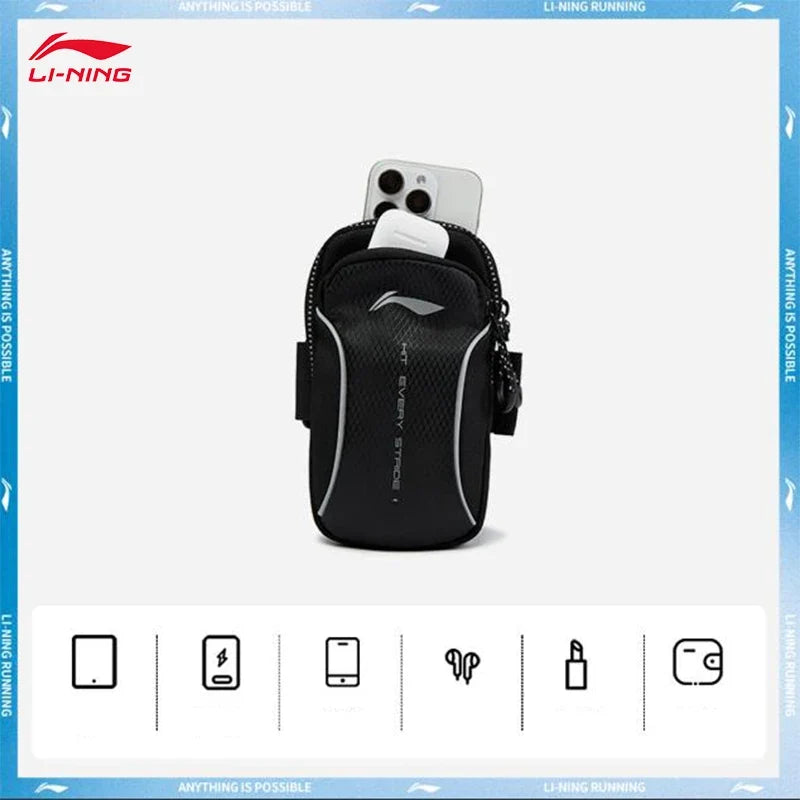 LI-NING Running Arm Bag - Lightweight Reflective Sports Phone Holder ABDV087