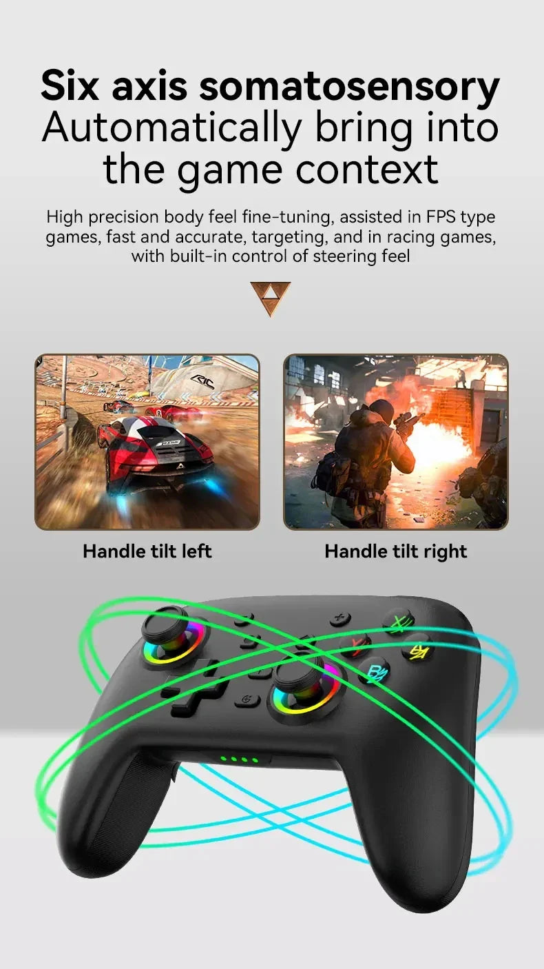 Wireless Pro Gamepad Controller for Nintendo Switch OLED/Lite & Elite – Bluetooth 6-Axis Joystick for PC & Steam Deck