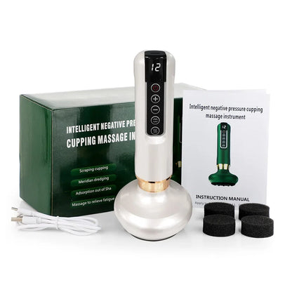 12/6 Levels Intelligent Vacuum Cupping Massager – Negative Pressure Heating Wireless Scraping Apparatus for Meridian Relaxation