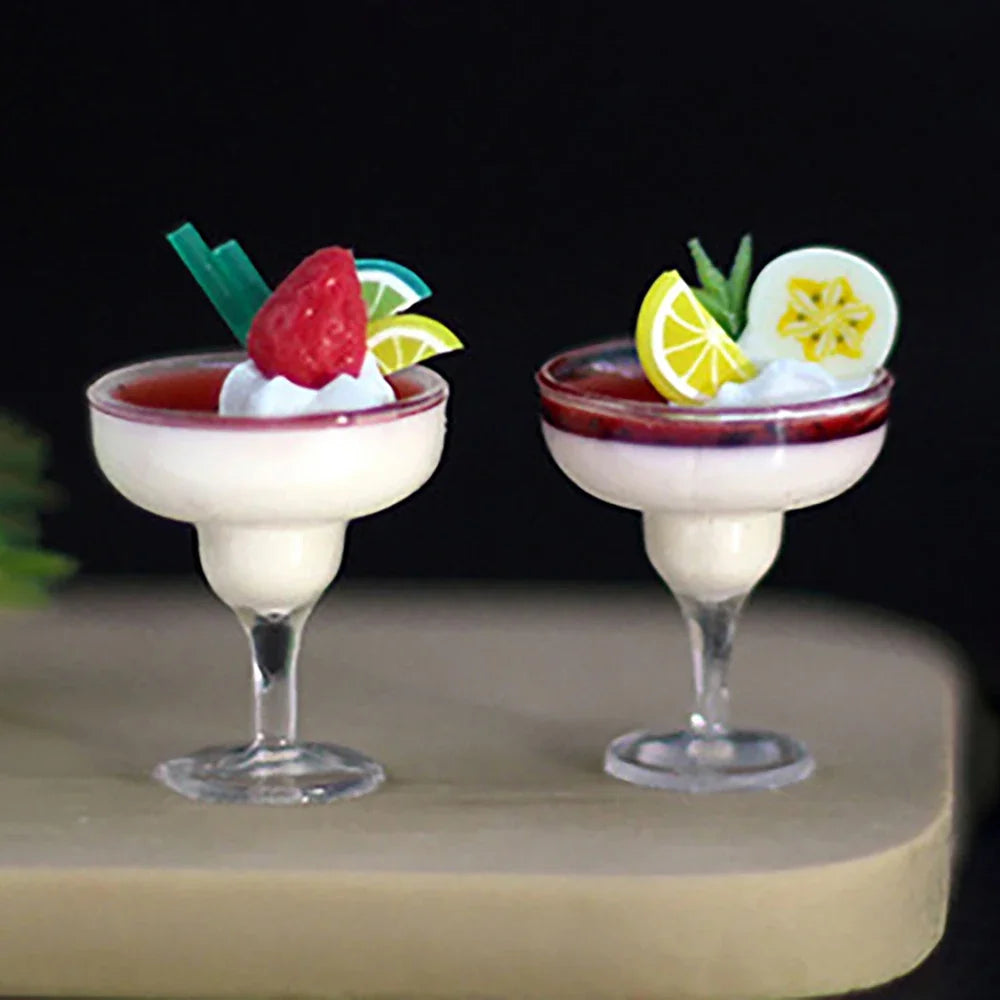 1/12 Dollhouse Miniature Yogurt & Ice Cream Cup – Simulation Drink Goblet Model Toy for Doll House Decoration Accessories